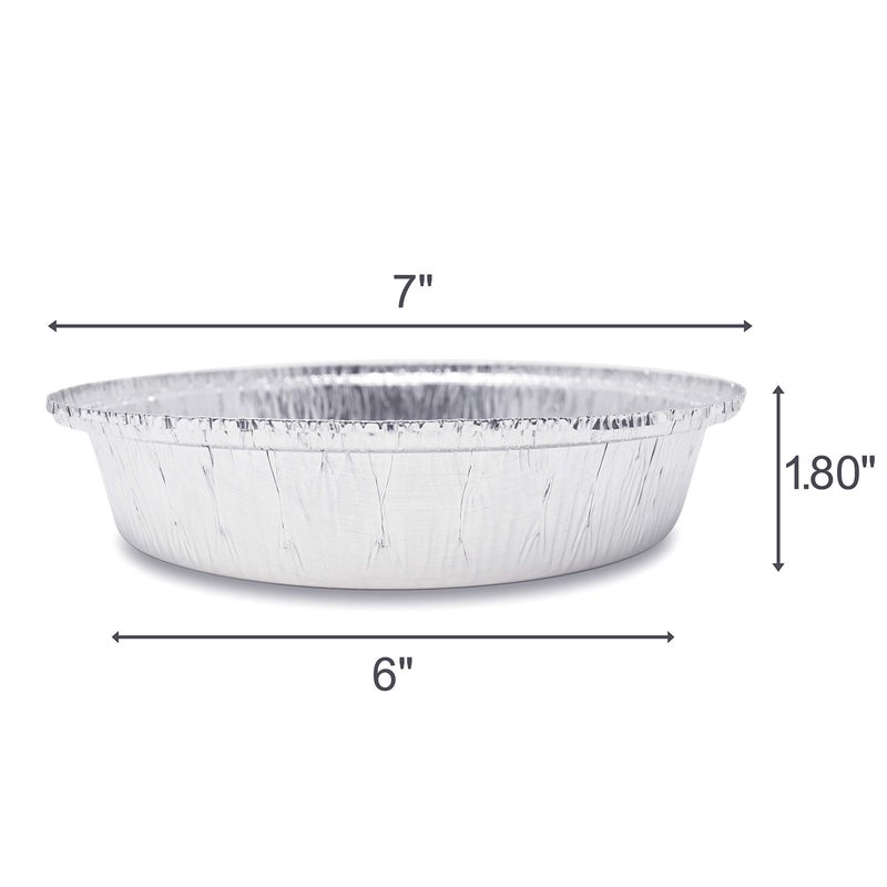 Fig & Leaf (60 Pack) Premium 7-Inch Round Foil Pans with Plastic Dome Lids l Heavy Duty l Disposable Aluminum Tin for Roasting, Baking, or Cooking - Image 4